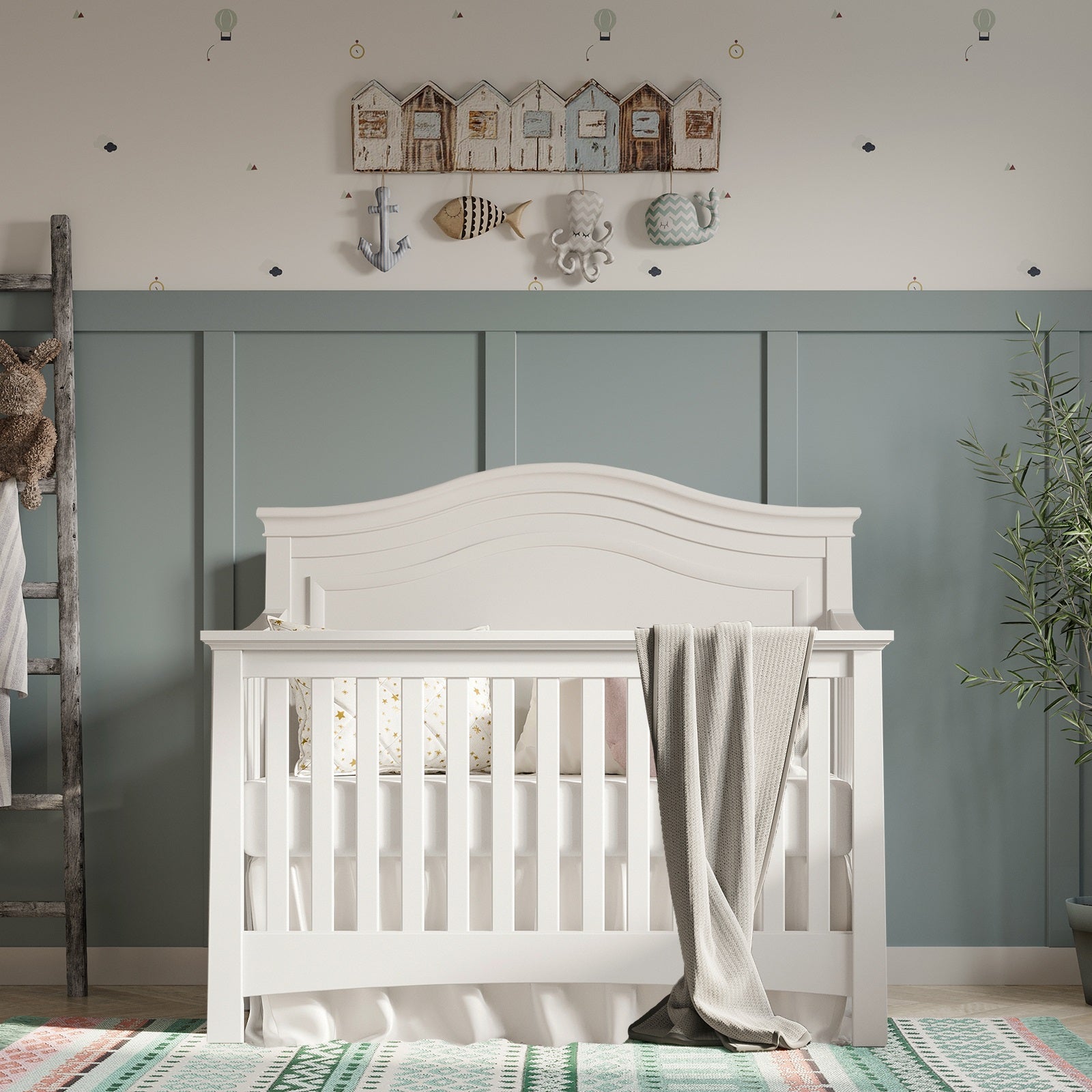 white crib and dresser set Hemsted Convertible + changing table White Nursery Furniture - Bed
